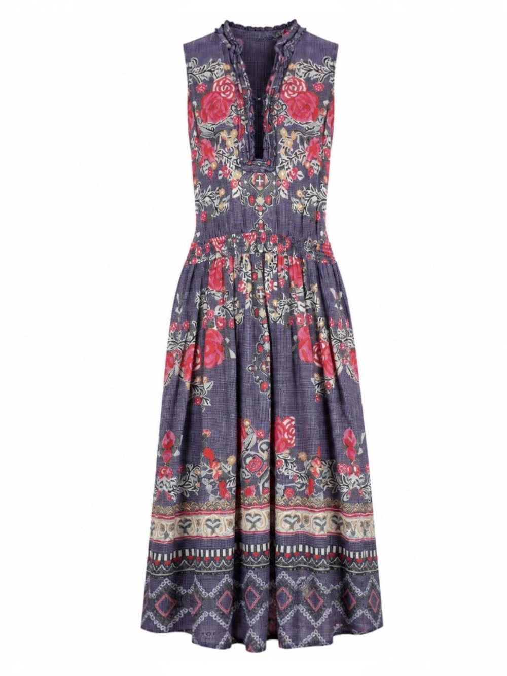 Lola Australia Smocked Waist Midi Maxi Dress Sz M Floral Boho Prairie Fairy $269